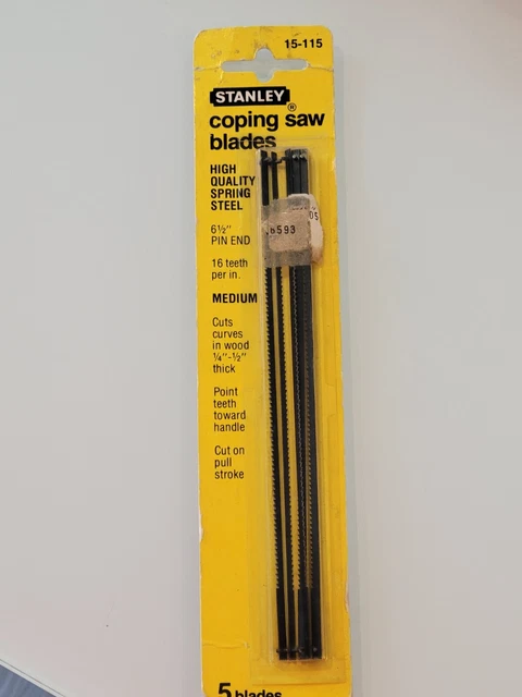 15-115 Stanley Coping Saw Blades 16T Cut Wood 6-1/2" OAL Pin End Made In USA1983