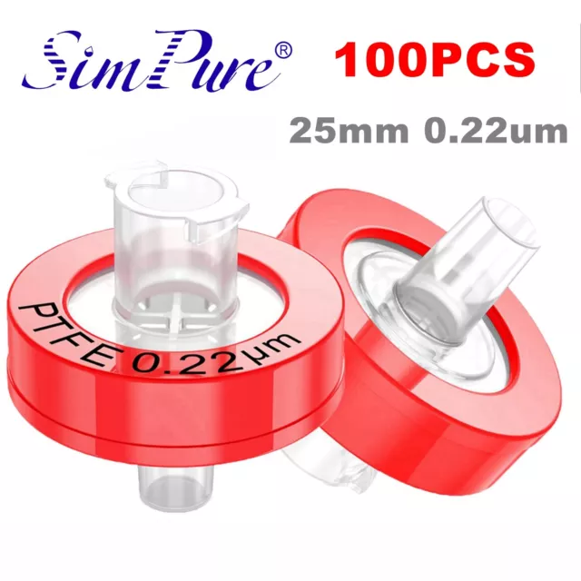 30/50/100pcs Lab PTFE Membrane Syringe Filter,0.22μm Pore Size25mm Hydrophilic