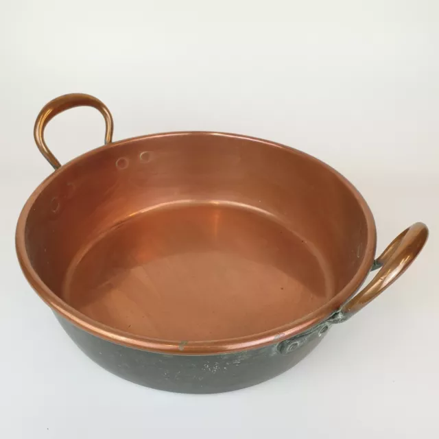 Antique Victorian Copper Two Handled Preserve Pan 29.8cm Diameter