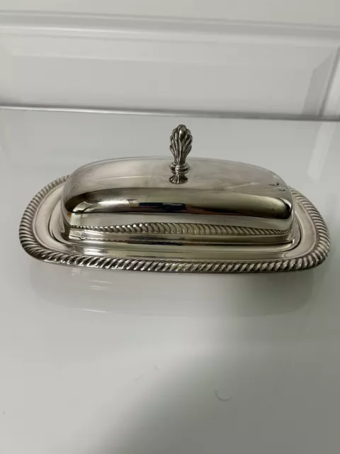 Vintage Silver Plated Covered Butter Dish With Out Glass Insert
