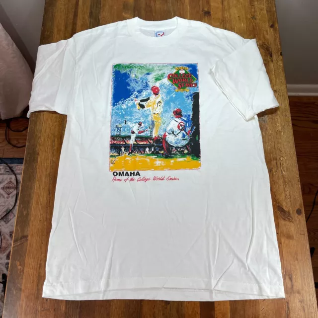 Vintage College World Series Shirt Mens Large 1993 CWS NCAA White Short Sleeve