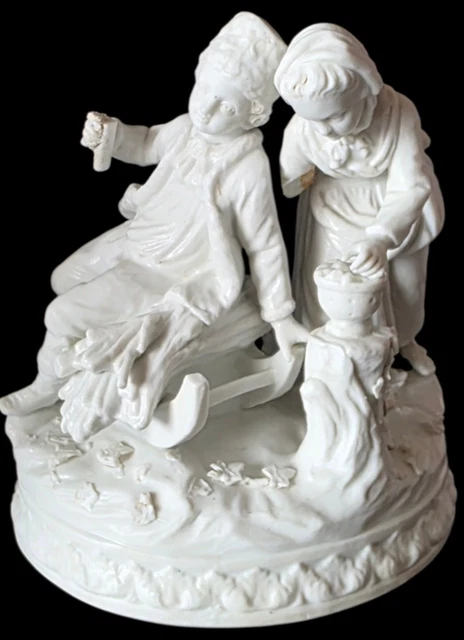 Couple poupées Lilliputienne mignonnette XIX ème 7 Cm tout en biscuit