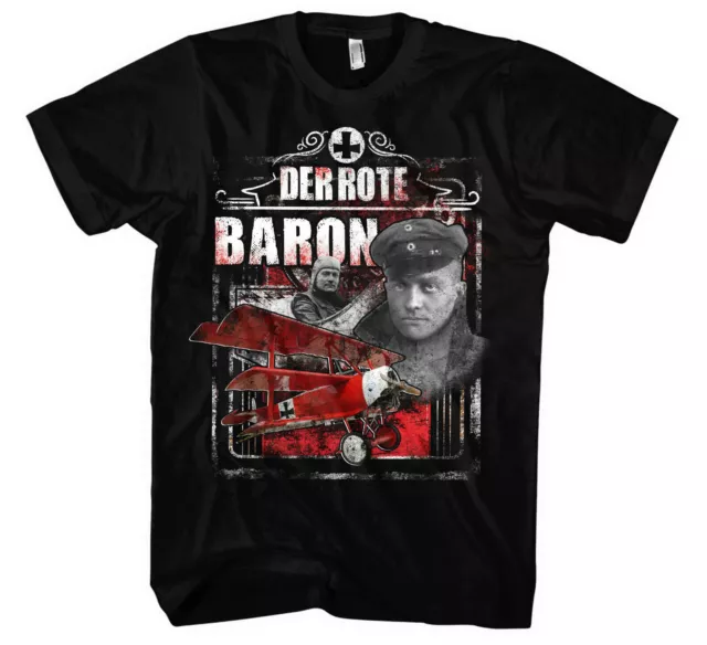 Der rote Baron Männer Herren T-Shirt | Richthofen Luftwaffe Held Deutsches Reich