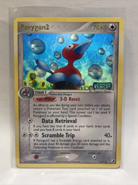 Pokemon Card - Porygon2 - EX Unseen Forces 12/115 Reverse Holo Rare Stamped 2005