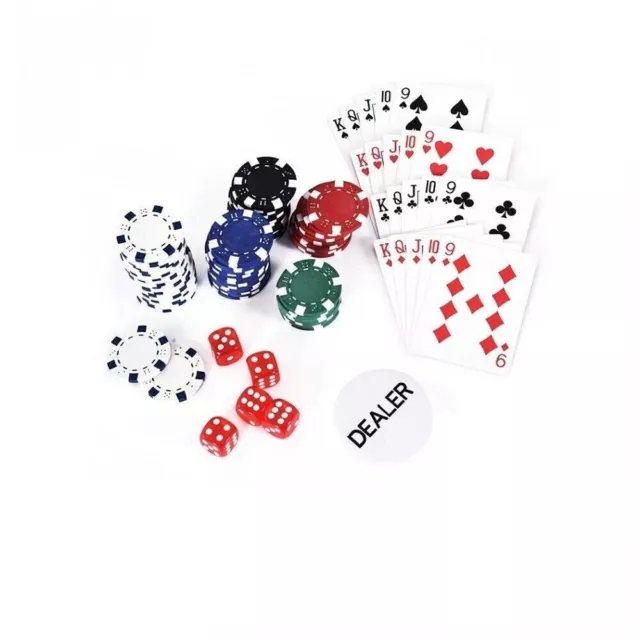 Valigetta Set poker 200 fiches chips 2 mazzi carte gettone deal kit texas holdem 2