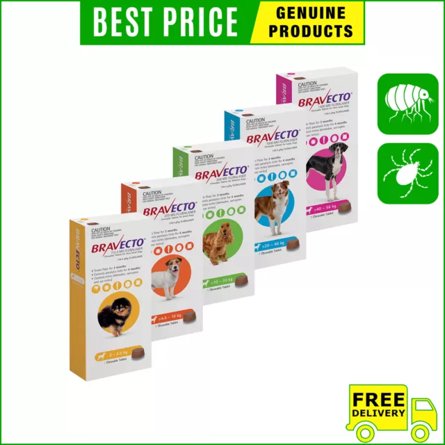 BRAVECTO 1 Chew for Dogs 3 months Flea and Tick treatment Shipping FREE