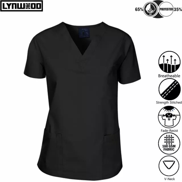 Medical Scrub Women Men Doctor Nursing Tunic Hospital Uniform Top Workwear Shirt