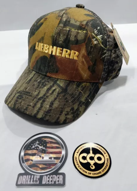 Liebherr Camo Hat $Rare$ and Sticker for Crane Oilfield Mining Construction P51