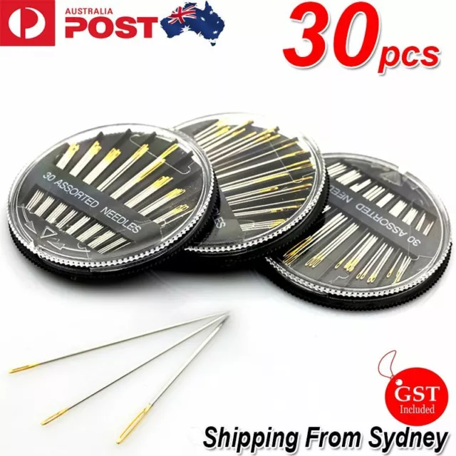 30PCS Assorted Hand Sewing Needles Embroidery Mending Craft Quilt Sew Case