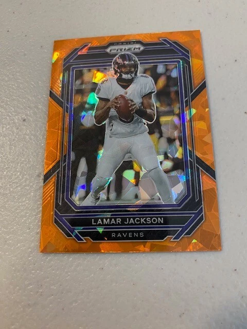 Lamar Jackson 2022 Panini Prizm Football Orange Cracked Ice Exclusive #19 Ravens