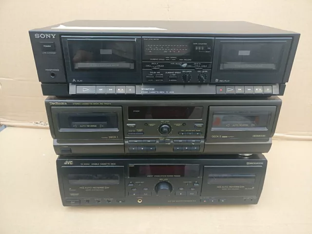 3 Cassette Deck Sony TC-W310  Technics  RS-TR375  JVC TD-W254  Vintage # 39