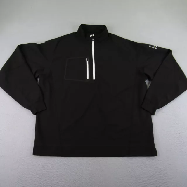 FootJoy Jacket Mens Medium Black Half Zip Pullover Golfer Windbreaker Casual