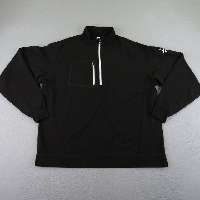 FootJoy Jacket Mens Medium Black Half Zip Pullover Golfer Windbreaker Casual