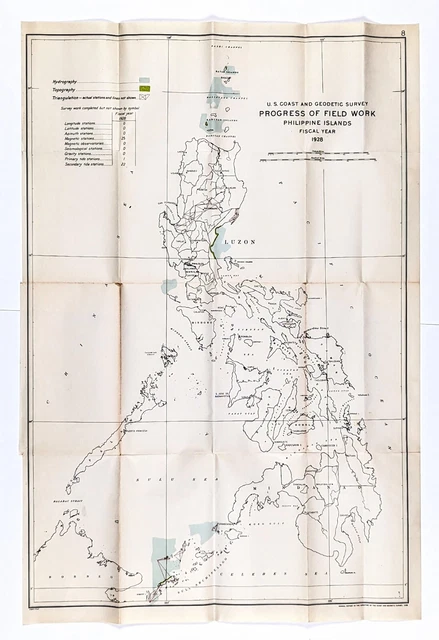 1928 Philippine Islands Map Manila Luzon  Balanga Batan Coast Survey Mindanao