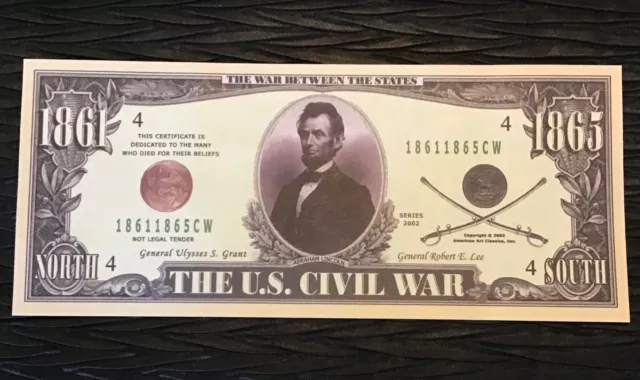 Civil War Banknote ~ Lincoln, Grant & Lee ~ SHARP MINT Fantasy Dollar!