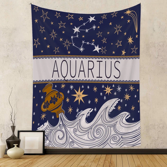 Zodiac Constellation Tapestry Aquarius Wall Hanging Background Home Decor