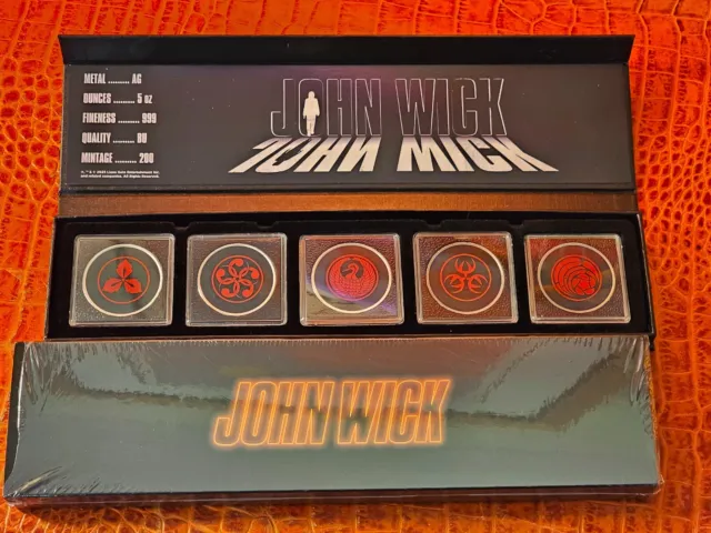 John Wick® (5) x 1 oz Silver Continental Osaka Colorized Rounds w/Extras
