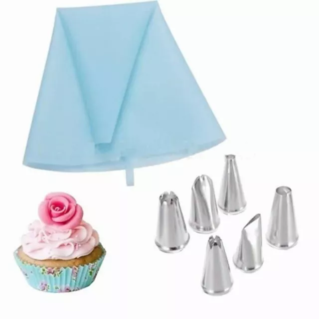 6 Pcs Douille Inox + Poche Pâtisserie A Douille Silicone