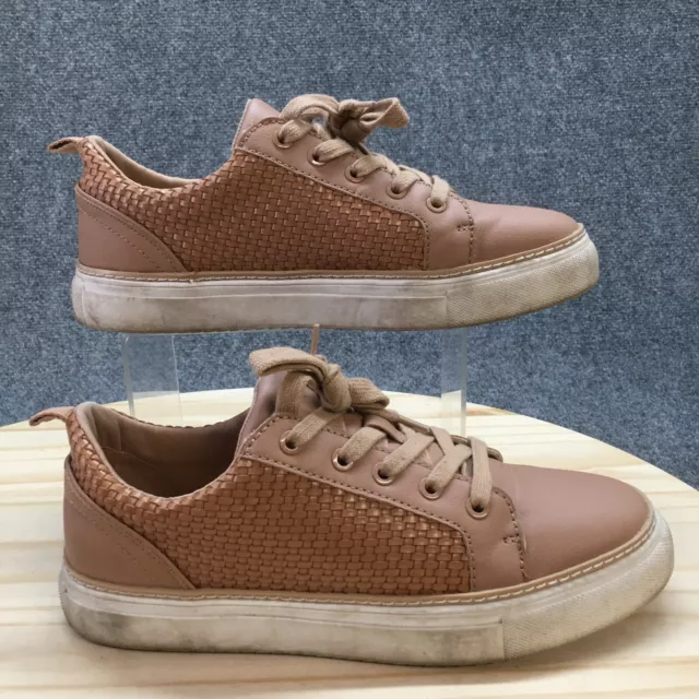 Susina Shoes Womens 9 M Monika Woven Panel Platform Sneakers Brown faux Leather