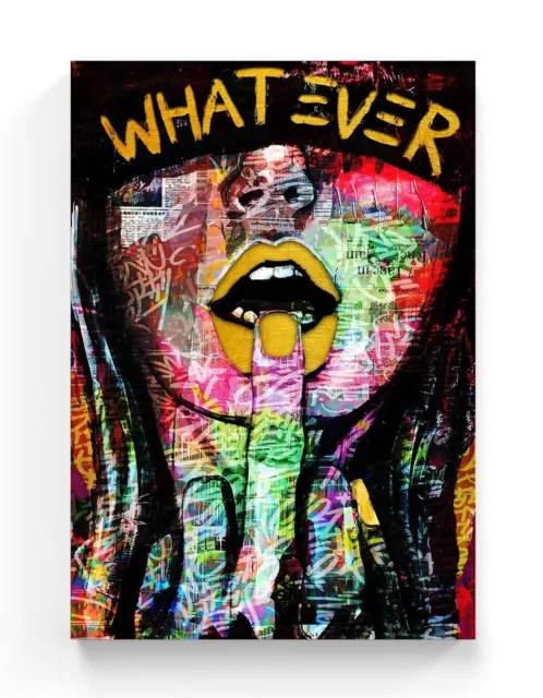 Leinwand Bild Whatever Graffiti Farbig Dekoration Wandbild Pop Art Poster