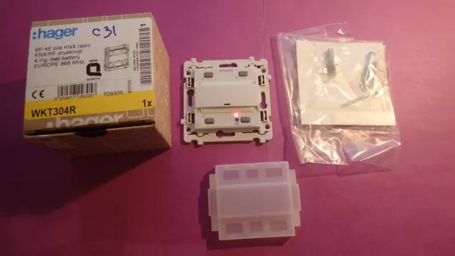HAGER TEBIS - WKT304R Kallysta KNX RADIO - Bouton Poussoir 4 entrées