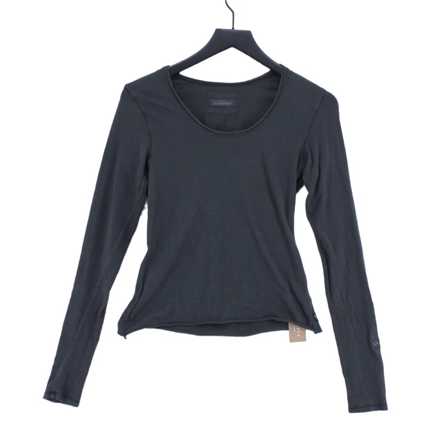 Elemente Clemente Women's Top UK 8 Black 100% Cotton Long Sleeve Basic