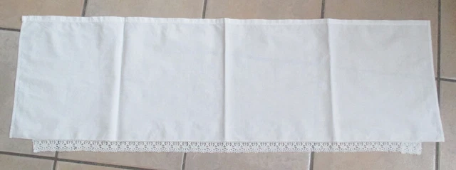 Ancien dessus d’étagère en coton blanc (Cheminée / Napperon)