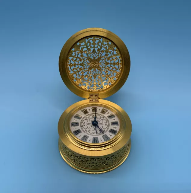 Vintage Jaeger Lecoultre Filigree Desk/Travel/Boudoir Alarm Clock