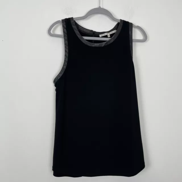 Rachel Rachel Roy Woman’s Black Tank Top Faux Leather Trim Size XL