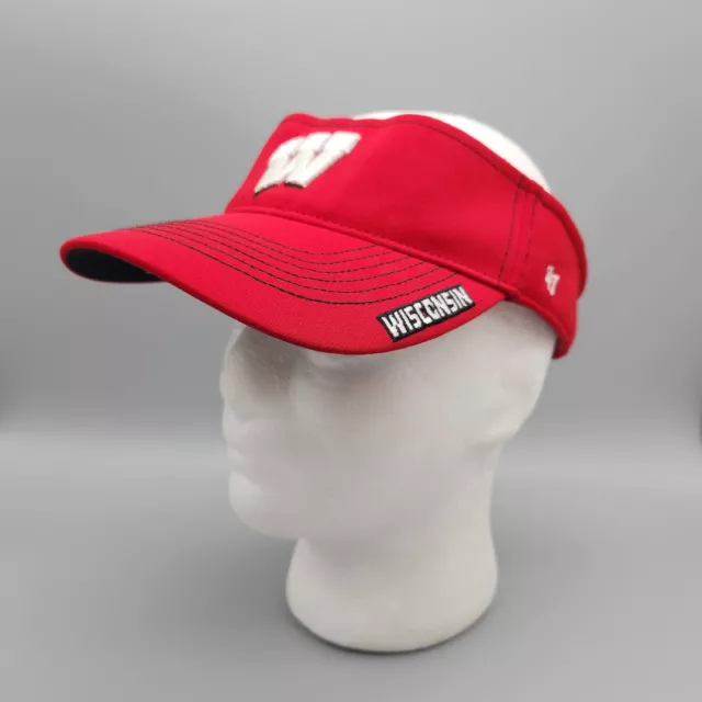 Wisconsin Badgers Sun Visor Hat '47 Brand Red Adjustable NCAA logo Embroidered