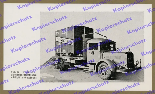 Reichsbahn Auto Lkw Mercedes-Benz Container Von Haus zu Haus Gütertransport 1935