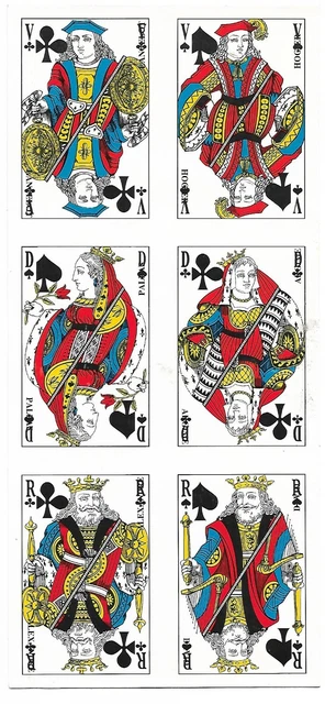 7 Cartes à Jouer anciennes Points Trèfle XVIII éme siecle
