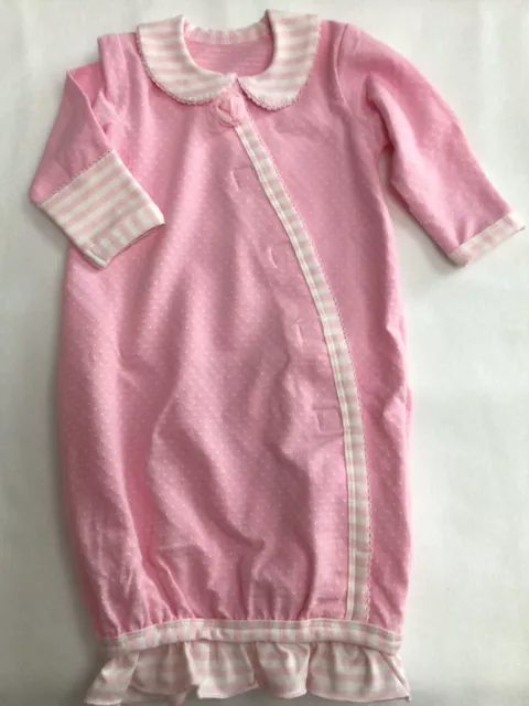Preemie baby girl gown Stephan Baby adorable pink dainty print hook&loop-closure