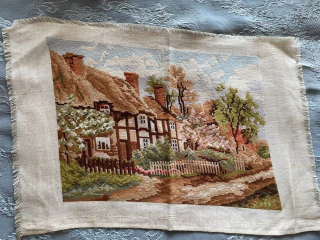 Vintage Hand Embroidered Cotton Tapestry