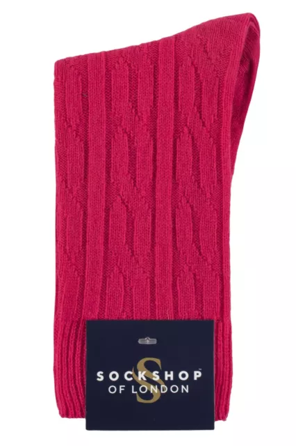 SOCKSHOP of London Ladies 100% Cashmere Luxury Cable Knit Bed Socks Many Colours 2