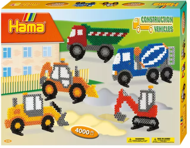 Midi Bügelperlen Set BAUFAHRZEUGE Geschenkpackung Steckperlen Perlen-Hama 3143