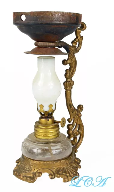 Antique miniature PATENT MEDICINE Oil Lamp VAPO CRESOLENE original BLOWN GLASS