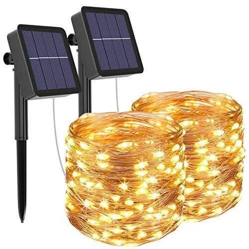 litogo Lot de 2 guirlandes lumineuses solaires d'extérieur 120 LED 8 modes ét...