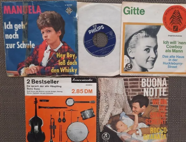 Alte Vinyl singles, 50er/60er Jahre, 5x deutsche Schlager