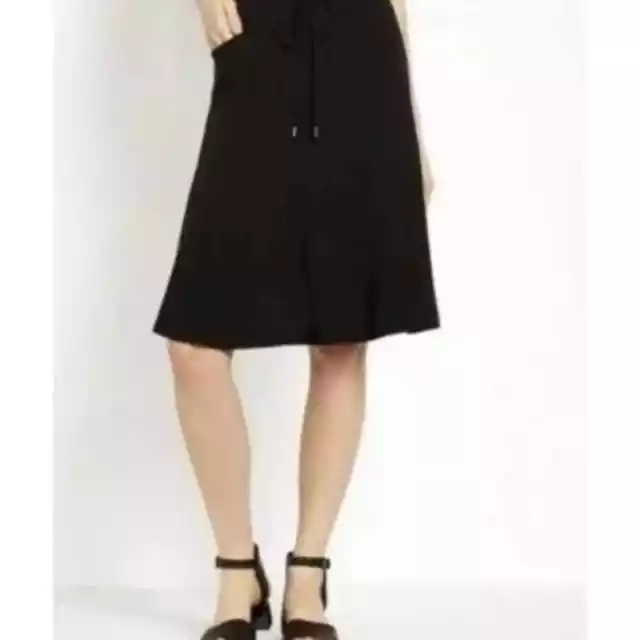 Eileen Fisher Black Silk Gored Georgette Crepe Knee Length Skirt Women’s Size M