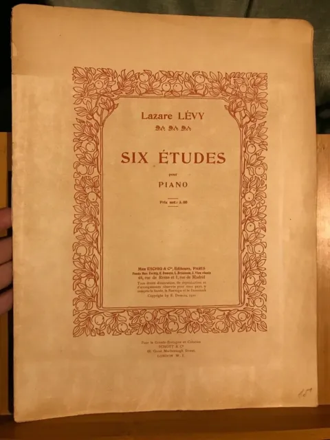 Lazare-Lévy 6 études pour piano partition éditions Max Eschig