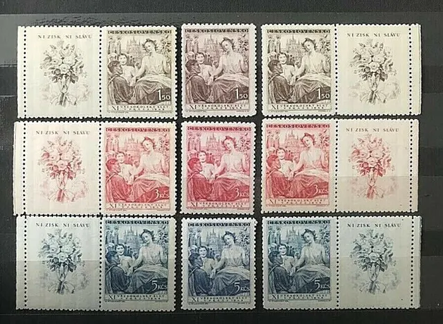 Tschechoslowakei 1948, Mi. Nr. 532 - 534 + 2x Zf, postfrisch