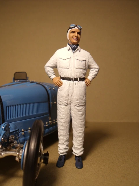 Figurine 1/18 René Dreyfus Au Volant – Bugatti Grand Prix 1927, Résine Non Peinte, Pour Minichamps CMC