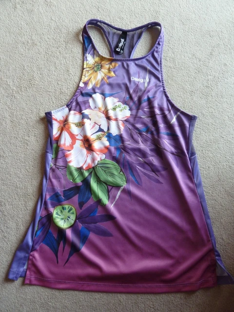 Desigual Sport Top Shirt Gr. S 36 lila bunt #Blumen Damen Oberteil