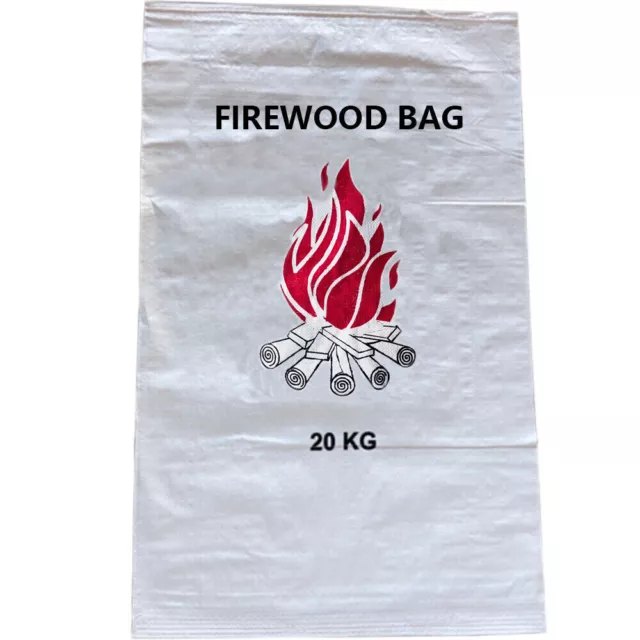 Firewood Srotage Bags Large White Woven Polypropylene 100 Pack Size 54x90cm