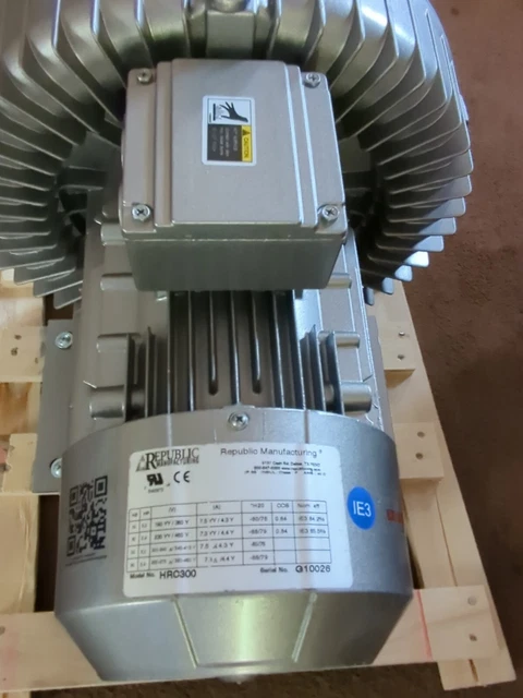Republic Manufacturing # HRC300- 2.8HP, 3PH, High Pressure Regenerative Blower