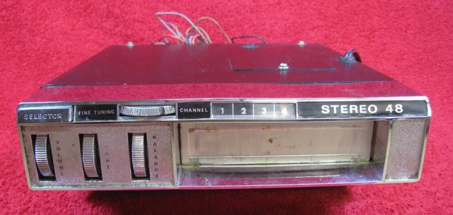 Vintage STEREO 48 Thumbwheel Car Radio 8-Track Player Made in Japan 12 Volt Old