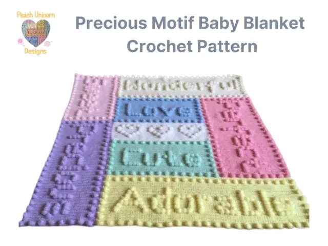 Crochet Pattern for Baby Blanket - Precious Motifs, Easy, Puff Stitch