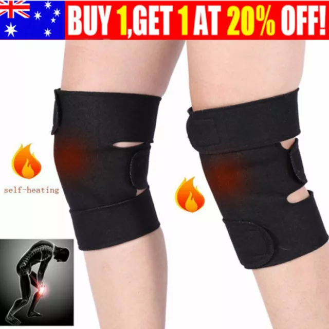 1 Pair Tourmaline Self Heating Magnetic Knee Support Brace Pain Relief Arthritis