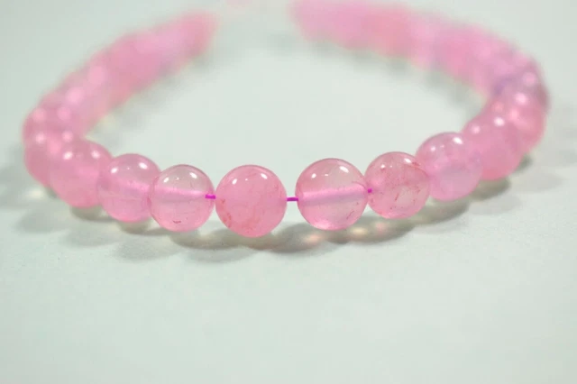 6-7MM A++ Natural Rose Quartz Round Smooth Gemstone 6" Beads For Jewelry making